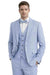 Mens Light Blue Checkered 3 Piece Suit – Slim Fit Vested Wedding and Formal Suit