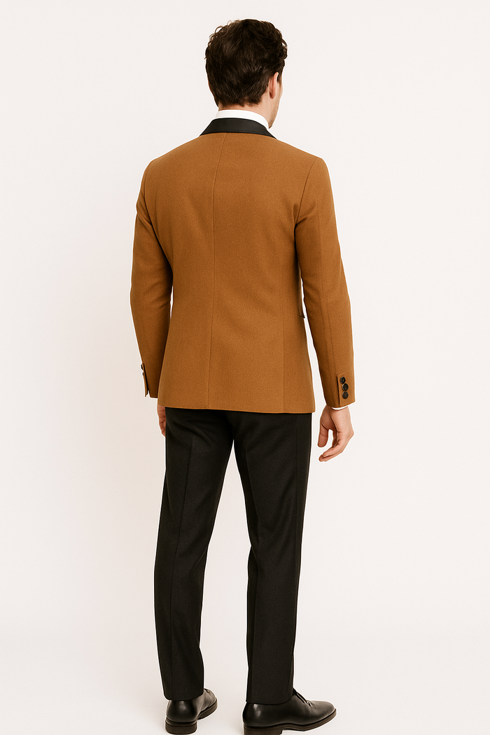 Mens Dinner Jacket - Light Brown Mens Velvet Tuxeodo Blazer - Image 2