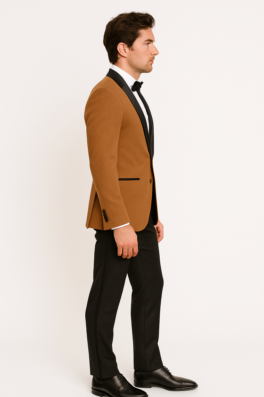 Mens Dinner Jacket - Light Brown Mens Velvet Tuxeodo Blazer - Image 5