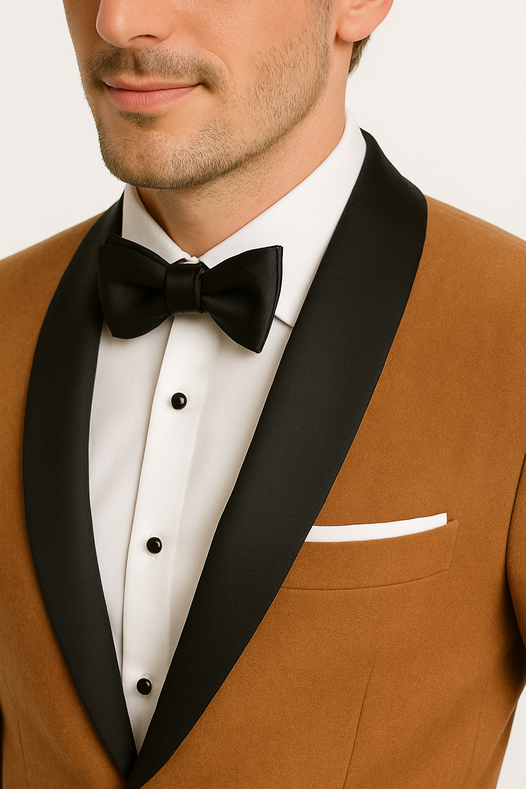 Mens Dinner Jacket - Light Brown Mens Velvet Tuxeodo Blazer - Image 4