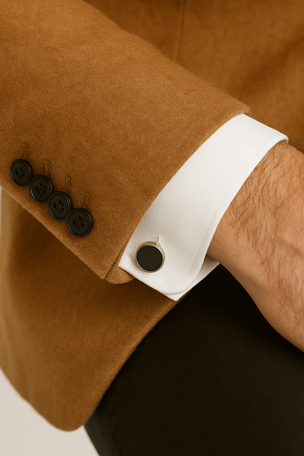 Mens Dinner Jacket - Light Brown Mens Velvet Tuxeodo Blazer - Image 7