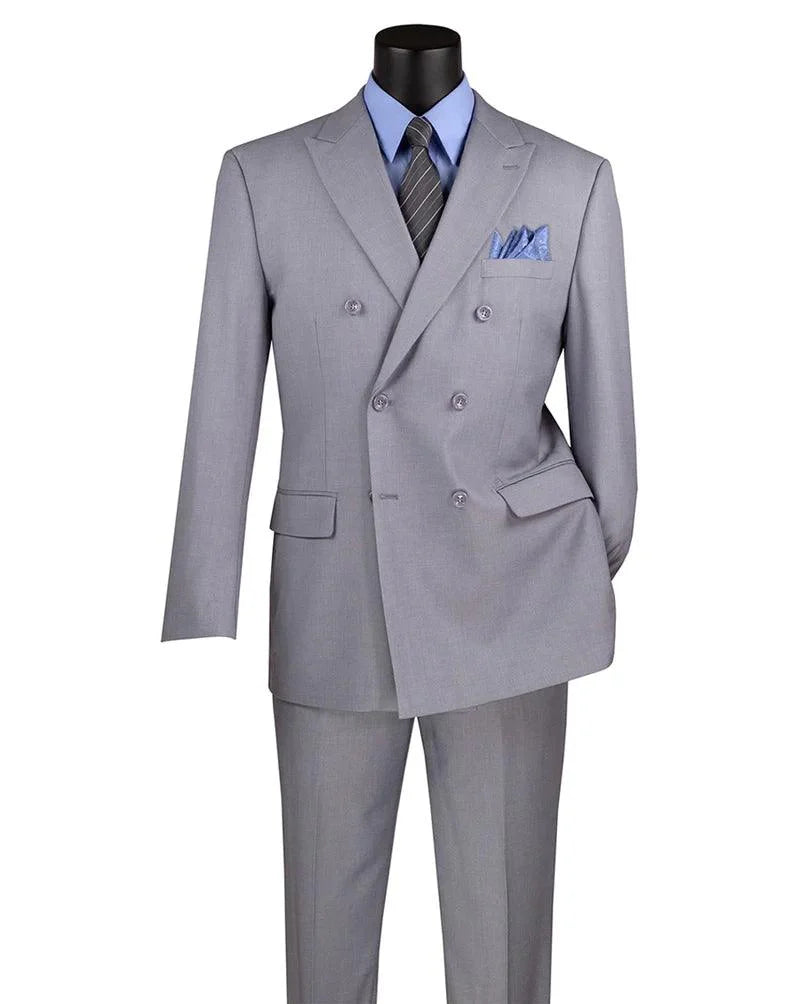 Light Grey Double Breasted Regular Fit Suit — MensUSA