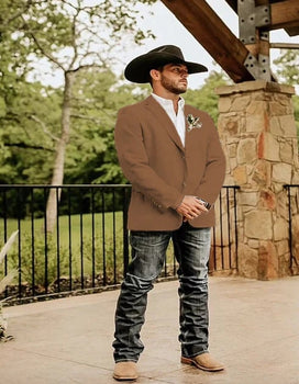 Light Tan Western Blazer - Sand Color - Image 33