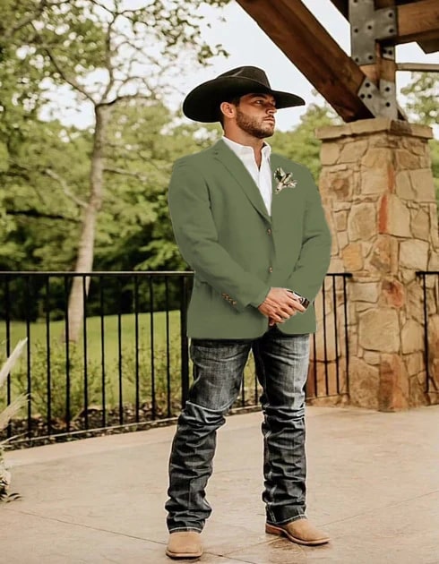 Light Tan Western Blazer - Sand Color - Image 11