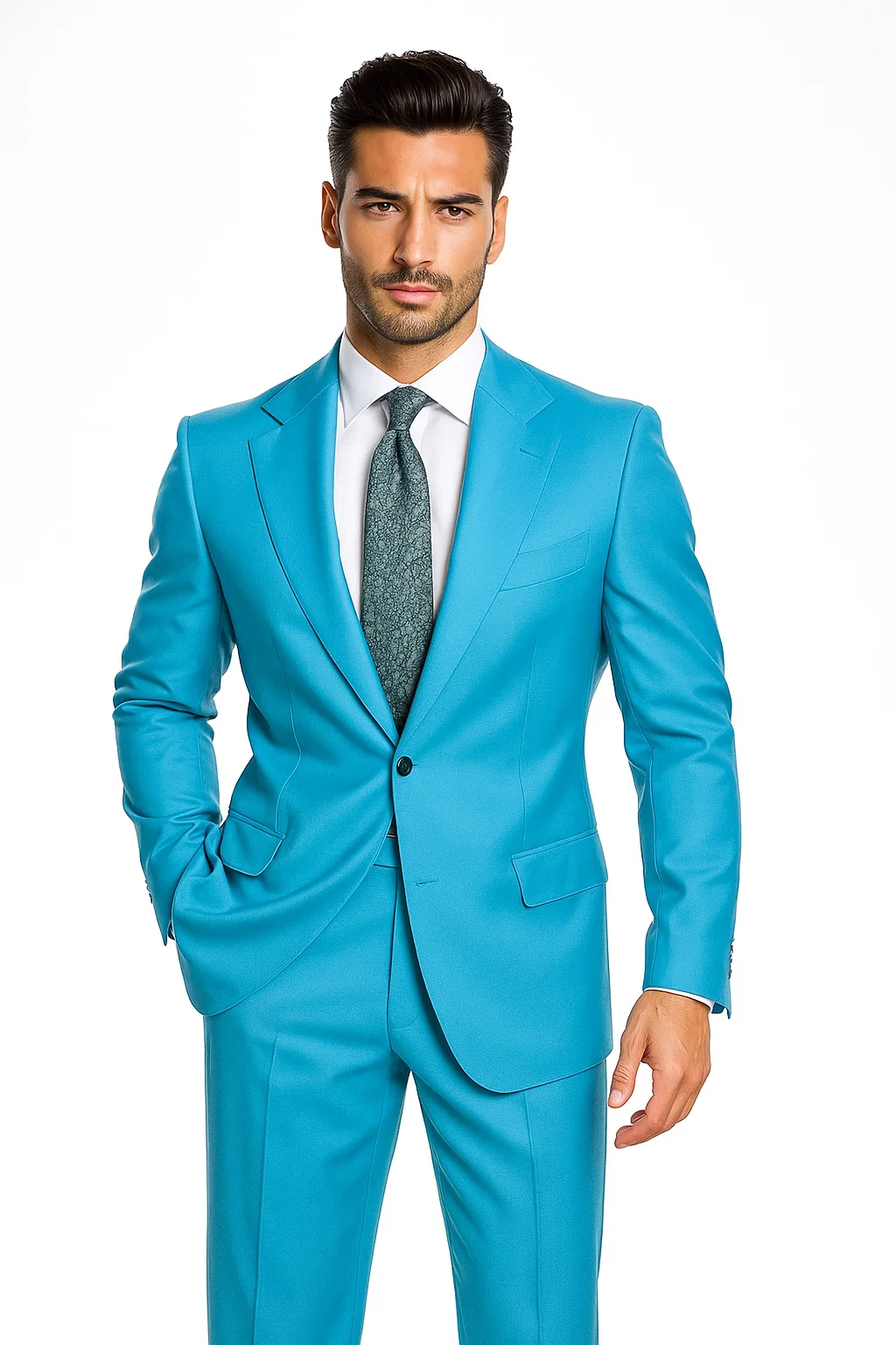 Light Blue Tuxedo - Baby Blue Tuxedo Wedding Tuxedo Suit Teal - Turquoise - RET208-19 - Image 2
