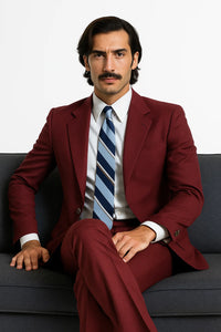  Light Burgundy Color Vested Suit