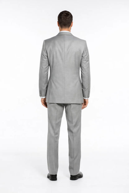 Light Gray Slim Fit 2 Piece Tuxedo With Satin Peak Lapel
