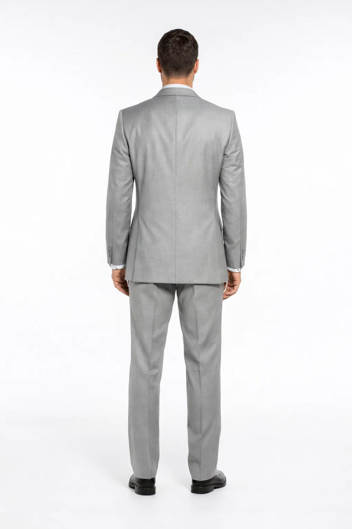 Light Gray Slim Fit 2 Piece Tuxedo With Satin Peak Lapel