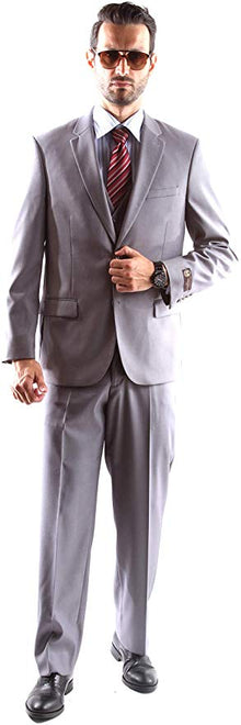 Caravelli Men's Slim Fit Light Gray 2pc Suit - Super 150's Poly/Viscose Wool Feel