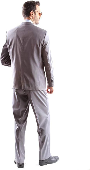 Men's Super 150's Poly/Viscose Wool Feel Single Breasted 2 Button Slim Fit 2pc Light Gray Suit