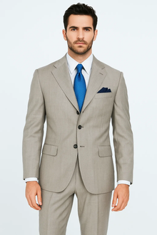 Expensive Full Canvas Quality 3 Buttons Super 150'S Wool & Marino Wool Solid Light Gray Premier Quality Italian Fabric Suit