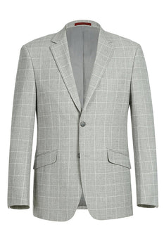 Saco vaquero - Western Sport Coat - Western Blazer   - Mens Two Button Slim Fit Sport Coat Blazer In Light Grey Ash Windowpane Plaid