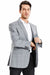 Saco vaquero - Western Sport Coat - Western Blazer - Men's Two Button Regular Fit Light Grey Double Windowpane Plaid Blazer