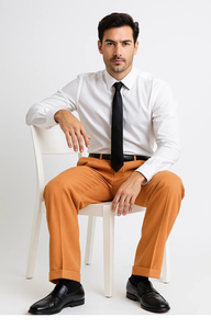 Light Rust Men's Wide Leg Trousers 