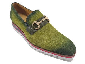 Linen Loafer With Gold Tone Buckle - Image 2