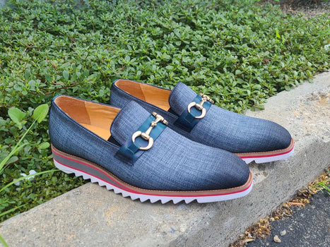 Linen Loafer With Gold Tone Buckle - Image 5