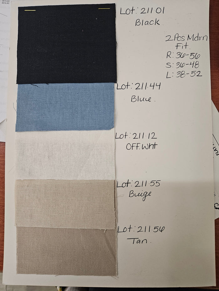 Linen Wedding Suit - Summer Fabric 2 Button  No Pleated Pants Jacket + Pants in Color Modern Fit