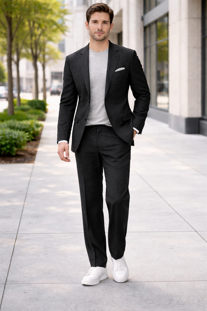 Linen Wedding Suit - Summer Fabric 2 Button  No Pleated Pants Jacket + Pants in Color Modern Fit