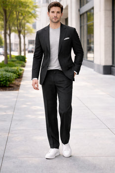 Linen Wedding Suit - Summer Fabric 2 Button Modern Fit No Pleated Pants Jacket + Pants in Color