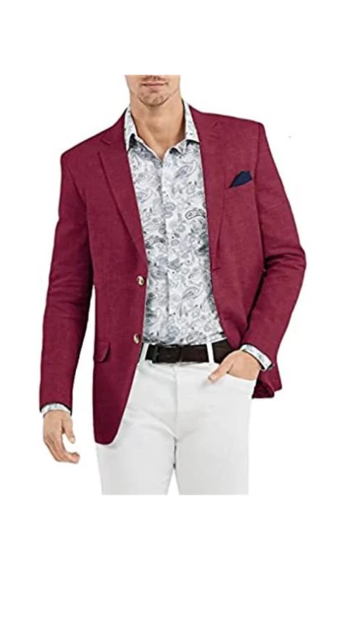 Linen Blazer-Burgundy Linen Sportcoat