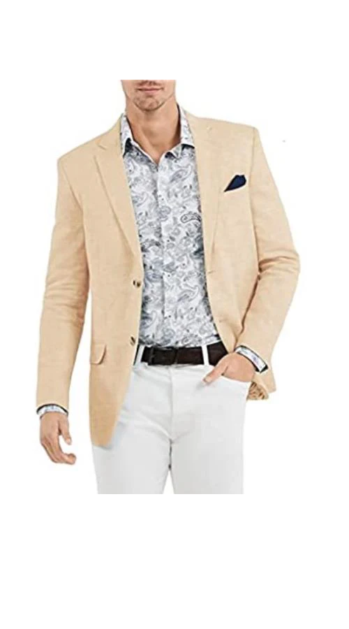 Linen Blazer - Champagne Linen Sportcoat - Image 9