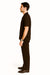 Casual Two Piece Mens Walking Outfit For Sale Pant Sets Suits Casual Two Piece Sets Mens Chest Pocket Solid Brown Mens Linen Suit - Short Set Short Sleeve Shirt + Pants