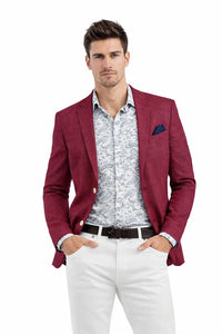 Linen Blazer-Burgundy Linen Sportcoat