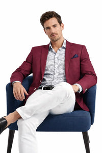 Linen Blazer-Burgundy Linen Sportcoat