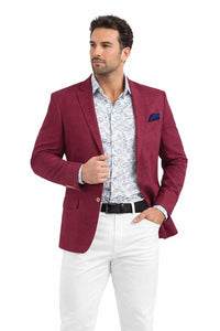 Linen Blazer-Burgundy Linen Sportcoat