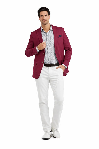 Linen Blazer-Burgundy Linen Sportcoat