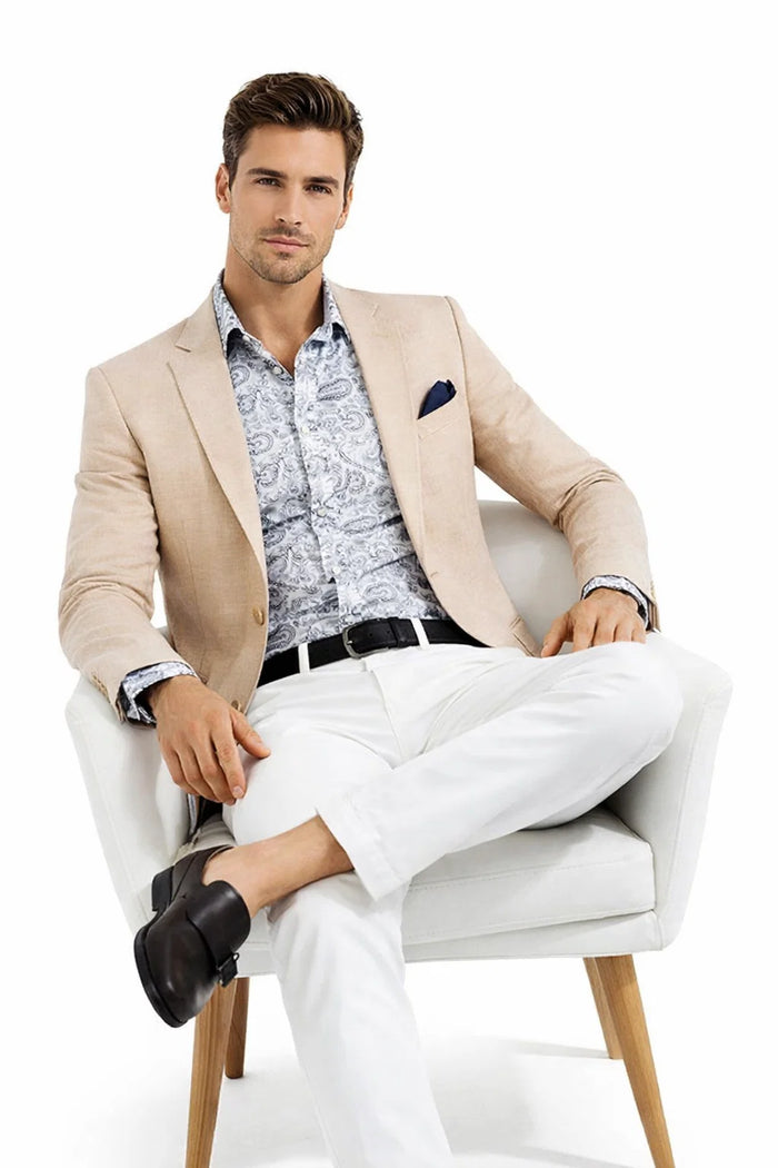 Linen Blazer - Beige Linen Sportcoat