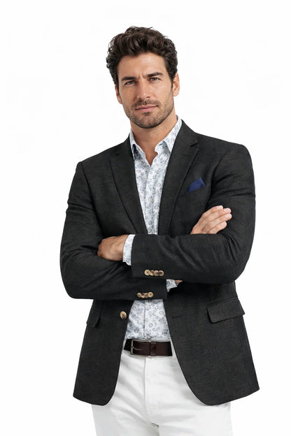 Linen Blazer - Black Linen Sportcoat