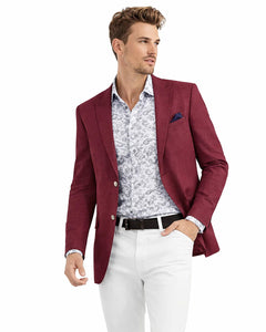 Linen Blazer-Burgundy Linen Sportcoat