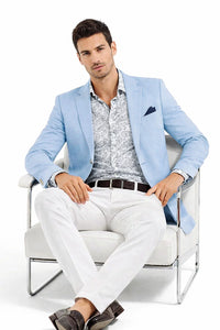 Linen Blazer - Light Blue Linen Sportcoat