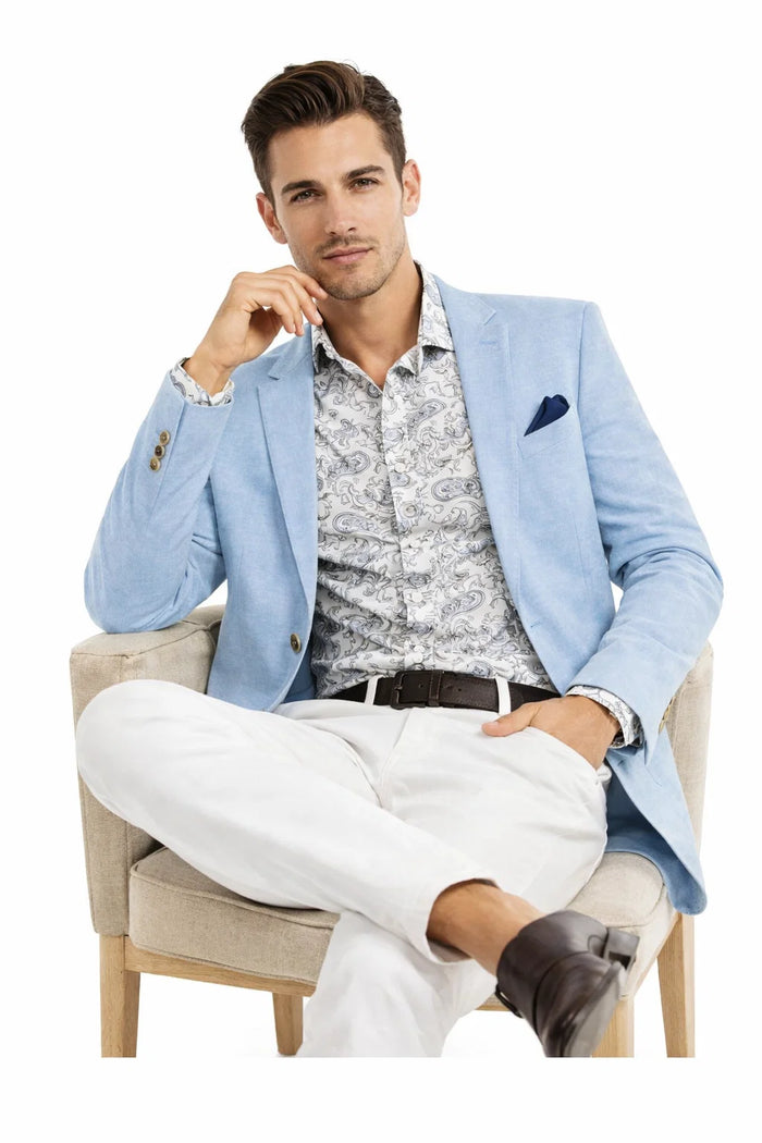 Linen Blazer - Light Blue Linen Sportcoat