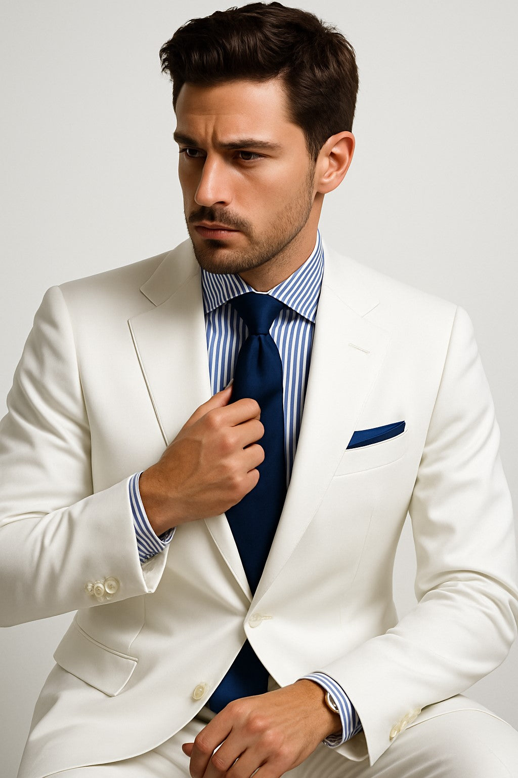 Linen Suit - Mens Summer Suits in  White 2 Button - Beach  Wedding - Image 6
