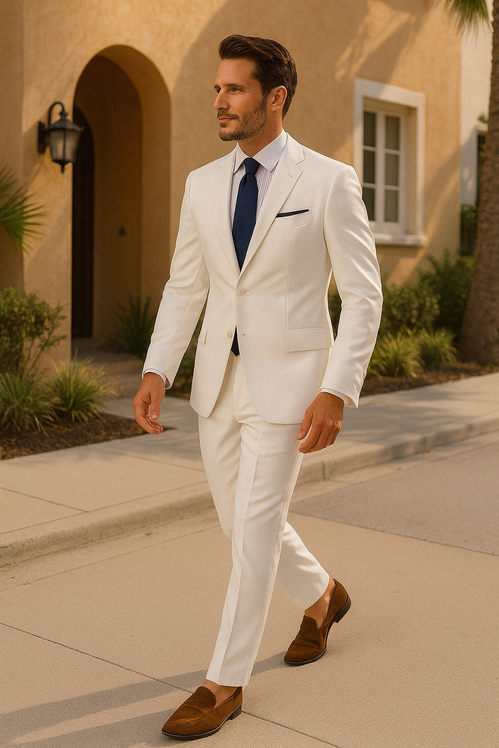 Linen Suit - Mens Summer Suits in  White 2 Button - Beach  Wedding - Image 9