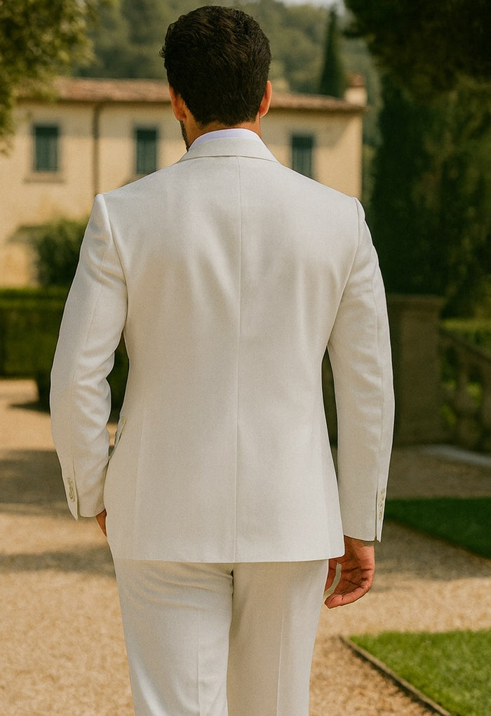 Linen Suit - Mens Summer Suits in  White 2 Button - Beach  Wedding - Image 3