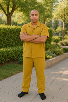Linen Walking Suit Gold - Image 3