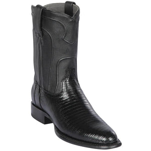 Los Altos Boots - Mens Dress Cowboy Boot - Low Priced Lizard Roper Boots- in Black
