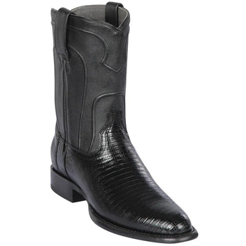 Los Altos Boots - Mens Dress Cowboy Boot - Low Priced Lizard Roper Boots- in Black Black / 10.5 Los Altos Boots - Mens Dress Cowboy Boot - Low Priced Lizard Roper Boots- in Black Black / 10.5