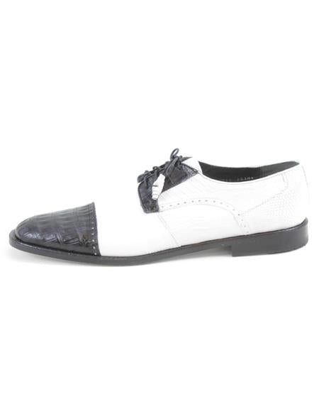 Men's Los Altos Boots Black/White Genuine Teju Lizard And Caiman