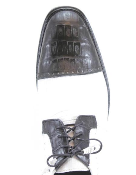 Men's Los Altos Boots Black/White Genuine Teju Lizard And Caiman