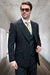 Mens Hunter Green Suit - Mens Designer One Button Peak Lapel Vested Wool Suit in Hunter Green Mico Plaid