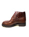 Los Altos All-Over Crocodile Lace Up Ankle Boots in Brown