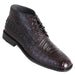 Los Altos Black Cherry Caiman Crocodile Belly Dress Boots