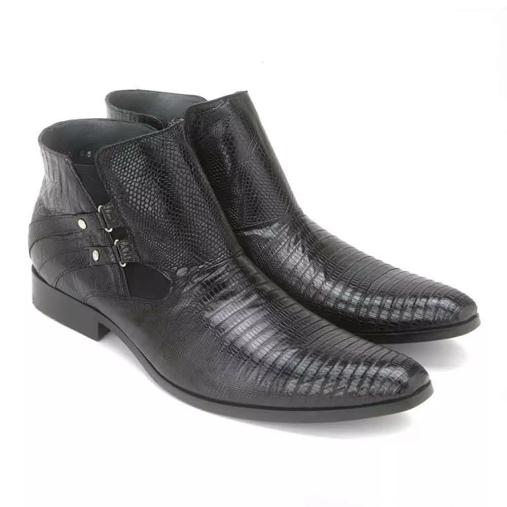 Los Altos Black Lizard & Stingray Ankle Boots
