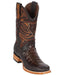Los Altos Boot Caiman Belly and Deer Wide Square Toe Faded Brown
