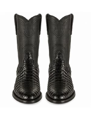 Los Altos Boots - Mens Dress Cowboy Boot - Low Priced Black Caiman Belly Roper Boots - in Black
