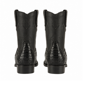 Los Altos Boots - Mens Dress Cowboy Boot - Low Priced Black Caiman Belly Roper Boots - in Black